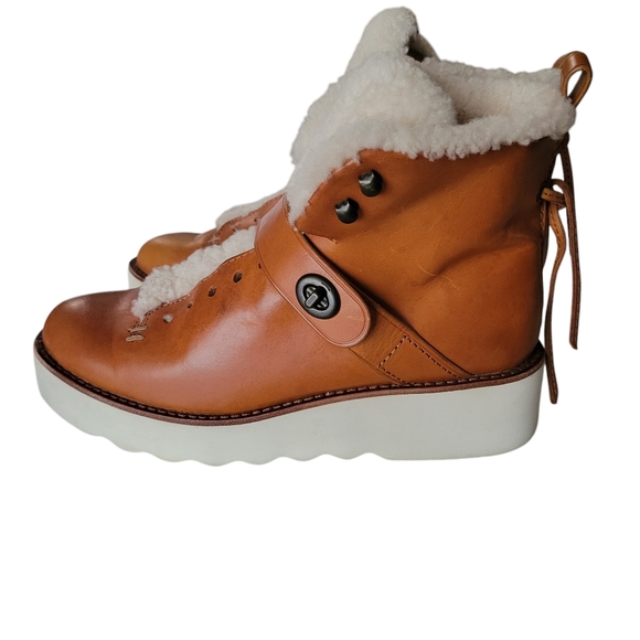 Coach Urban Hiker Shearling Leather Platform Boots - Picture 1 of 9